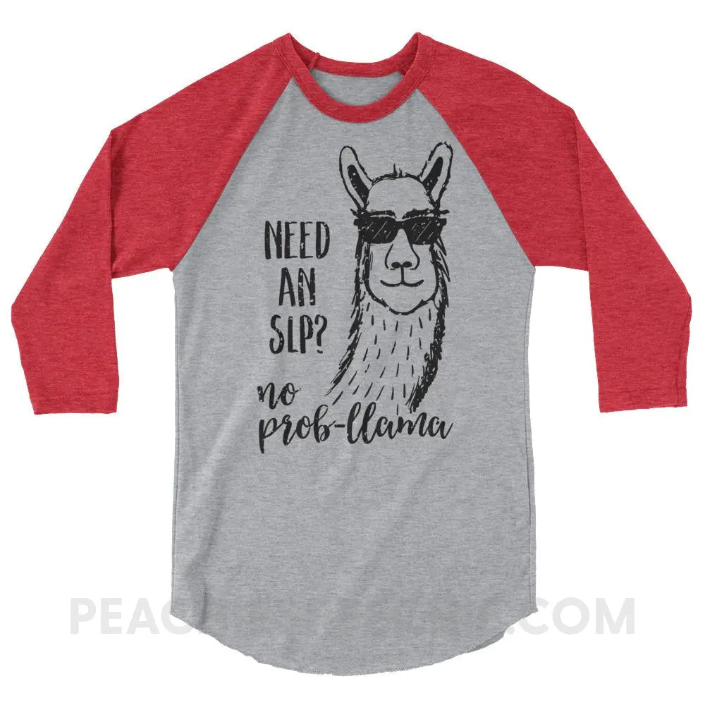 No Prob-llama! Baseball Tee - Heather Grey/Heather Red / XS T-Shirts & Tops peachiespeechie.com