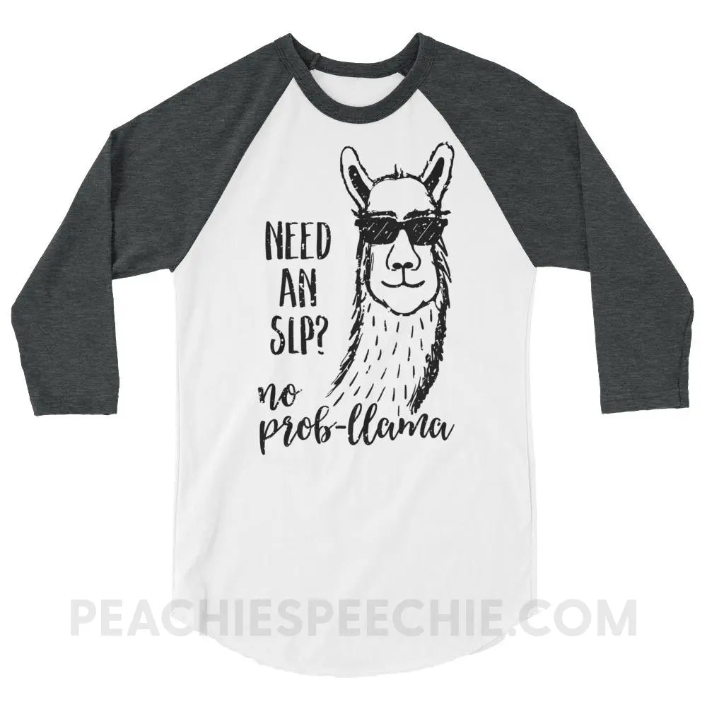 No Prob-llama! Baseball Tee - White/Heather Charcoal / XS T-Shirts & Tops peachiespeechie.com