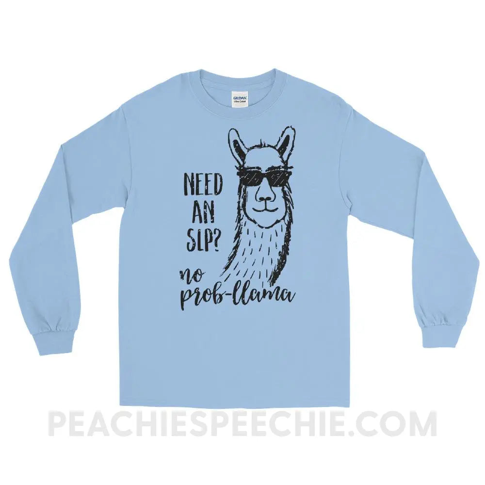 No Prob-llama! Long Sleeve Tee - Light Blue / S - T-Shirts & Tops peachiespeechie.com