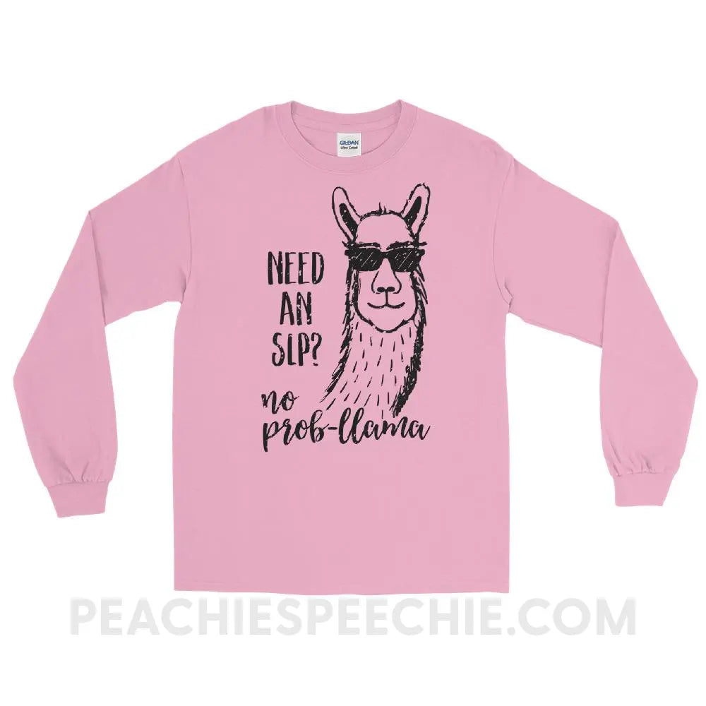 No Prob-llama! Long Sleeve Tee - Light Pink / S - T-Shirts & Tops peachiespeechie.com