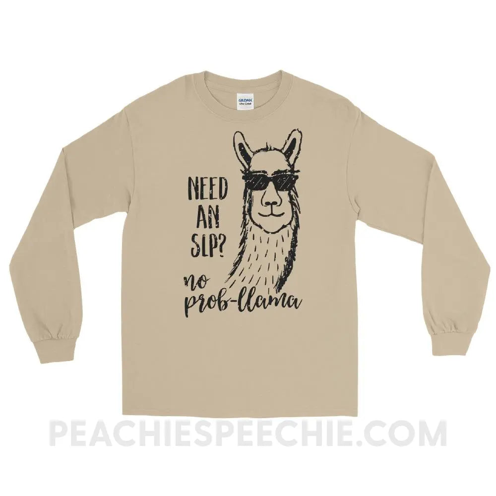 No Prob-llama! Long Sleeve Tee - Sand / S - T-Shirts & Tops peachiespeechie.com