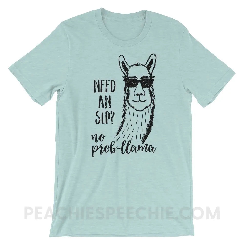 No Prob-llama! Premium Soft Tee - Heather Prism Ice Blue / XS - T-Shirts & Tops peachiespeechie.com