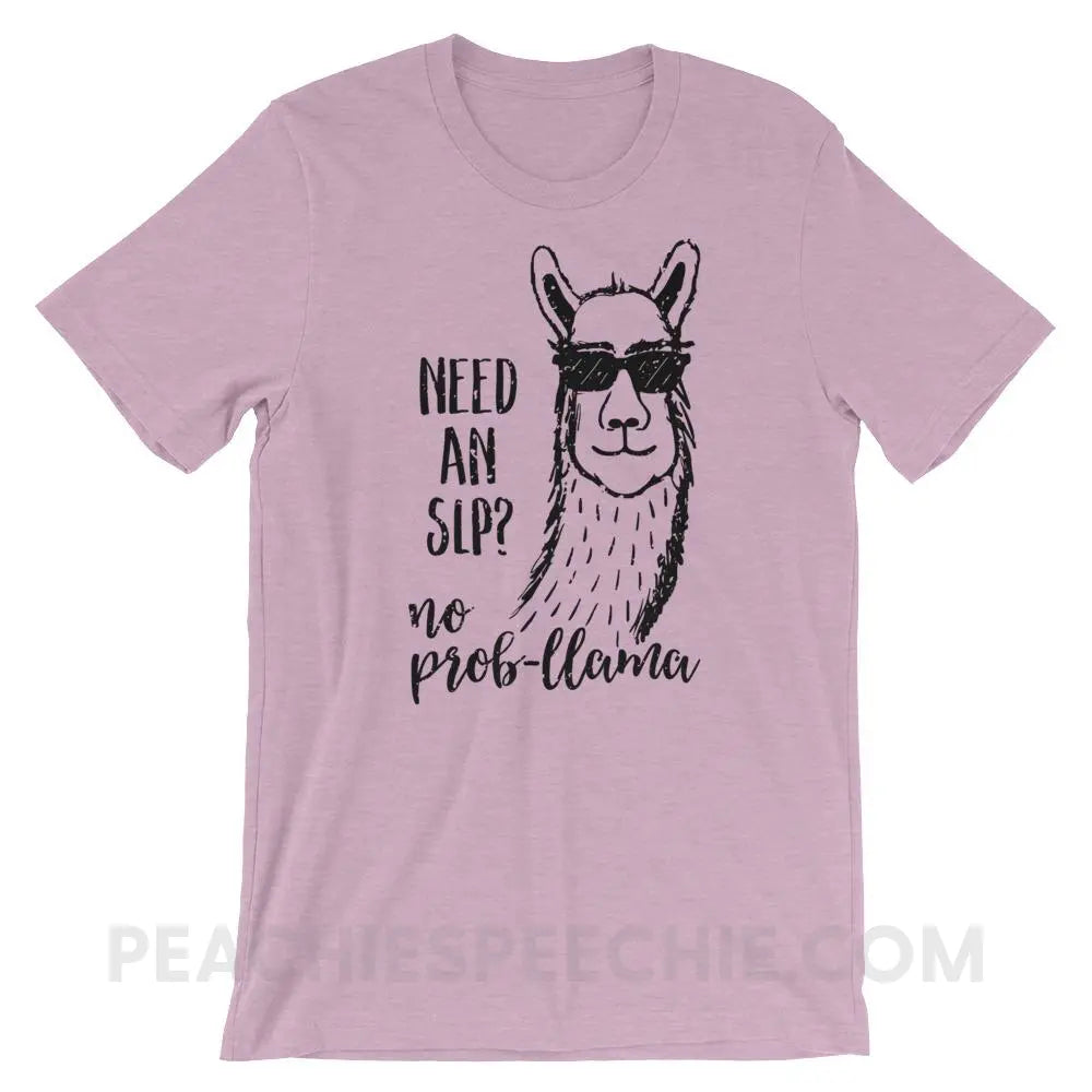 No Prob-llama! Premium Soft Tee - Heather Prism Lilac / XS - T-Shirts & Tops peachiespeechie.com