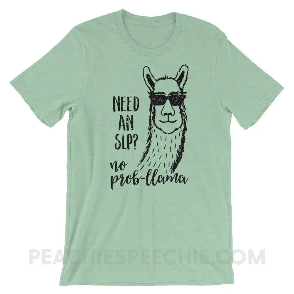 No Prob-llama! Premium Soft Tee - Heather Prism Mint / XS - T-Shirts & Tops peachiespeechie.com