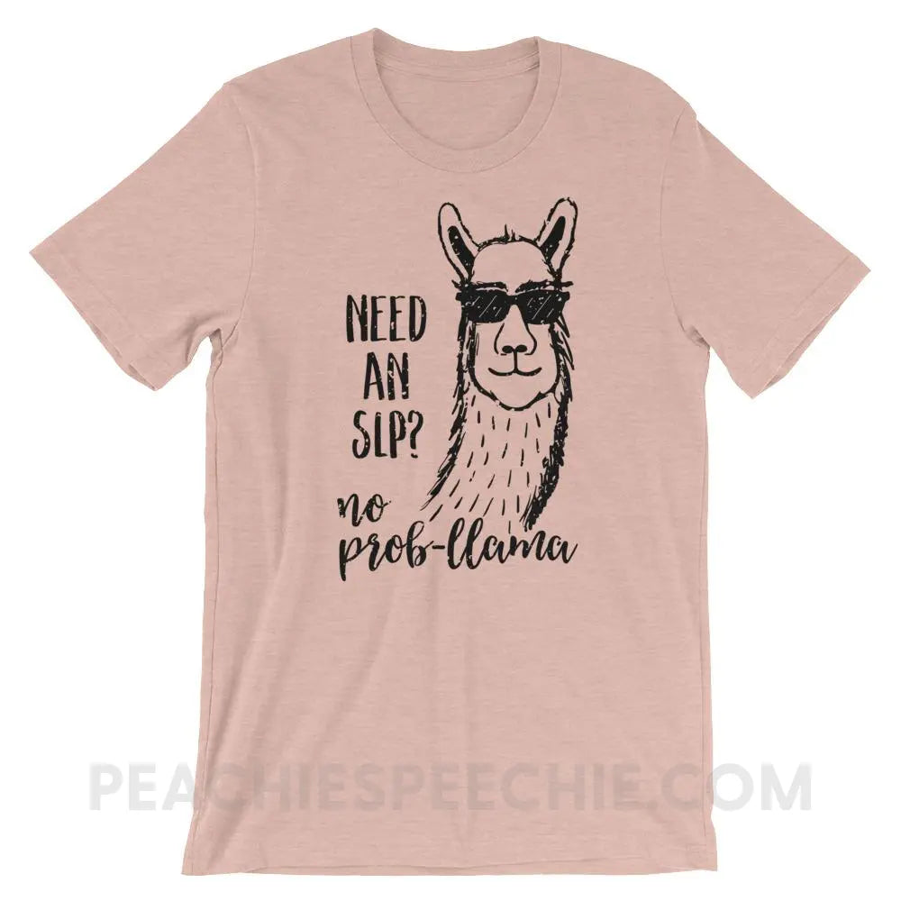 No Prob-llama! Premium Soft Tee - Heather Prism Peach / XS - T-Shirts & Tops peachiespeechie.com