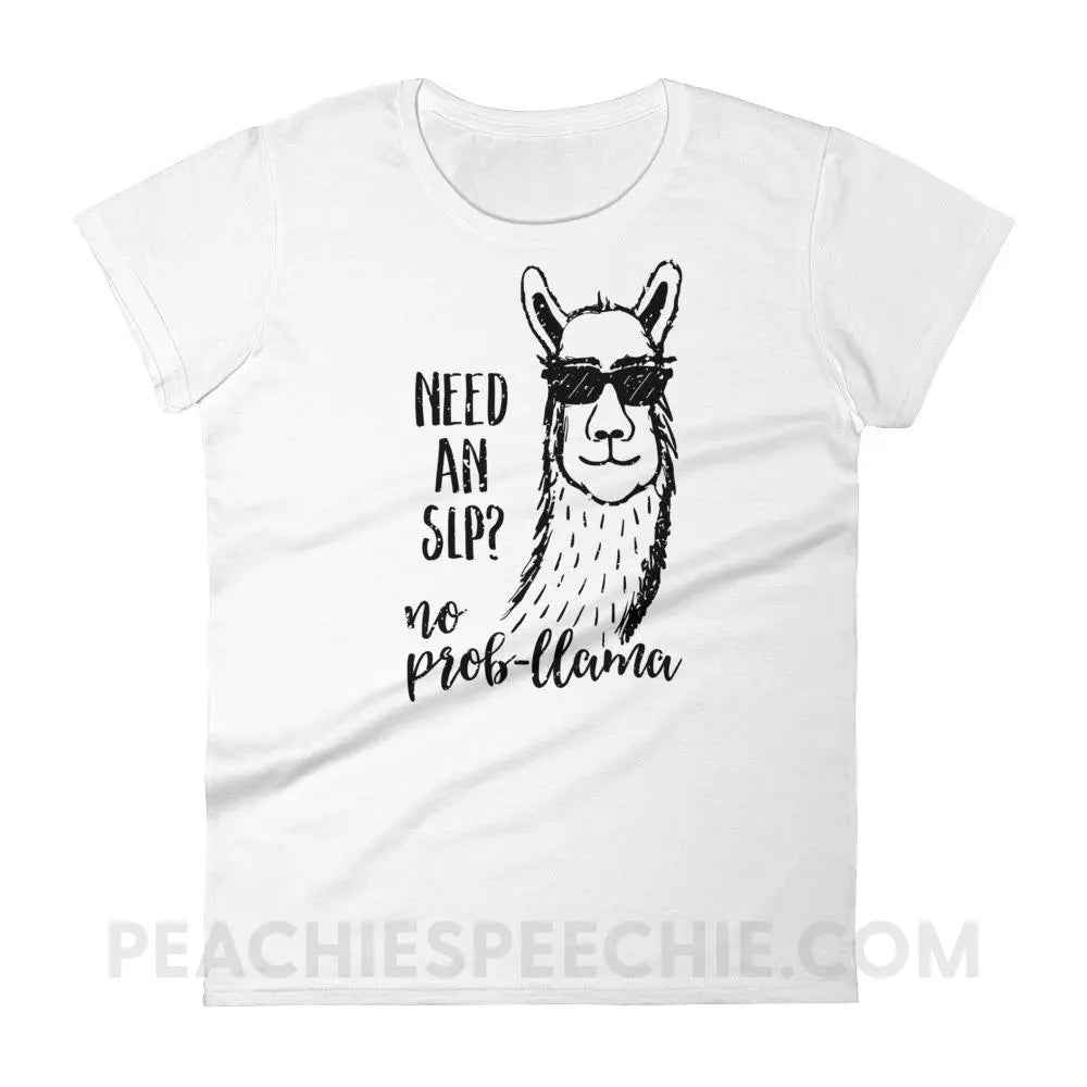 No Prob-llama! Women’s Trendy Tee - White / S - T-Shirts & Tops peachiespeechie.com