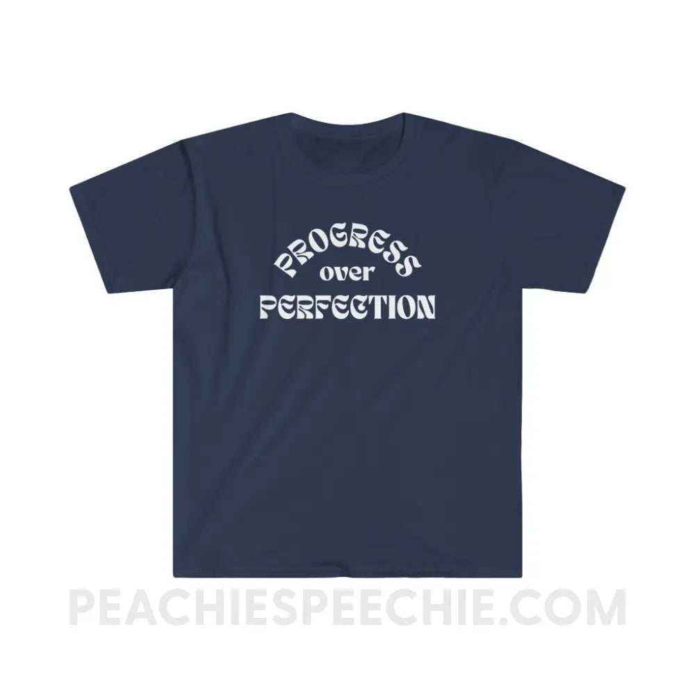 Progress Over Perfection Classic Tee - Navy / S - T-Shirt peachiespeechie.com