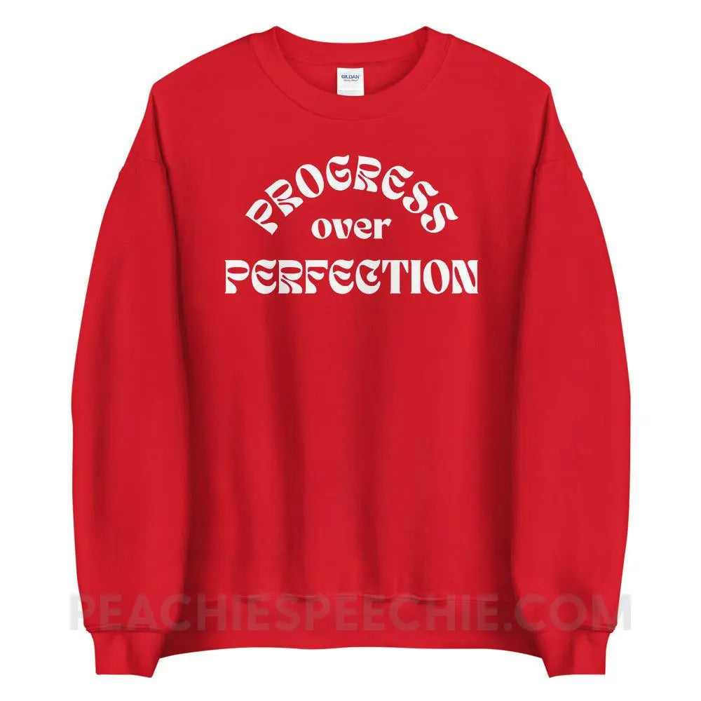Progress Over Perfection Classic Sweatshirt - Red / S - peachiespeechie.com
