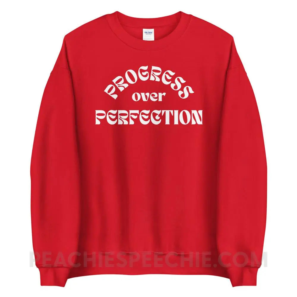 Progress Over Perfection Classic Sweatshirt - Red / S - peachiespeechie.com