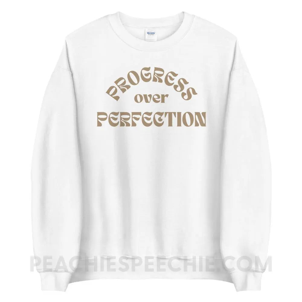 Progress Over Perfection Classic Sweatshirt - White / S - peachiespeechie.com