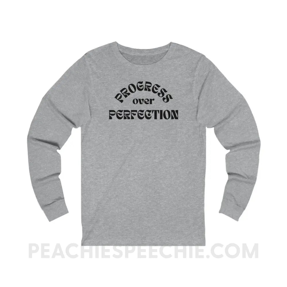 Progress Over Perfection Premium Long Sleeve - Athletic Heather / XS - Long-sleeve peachiespeechie.com