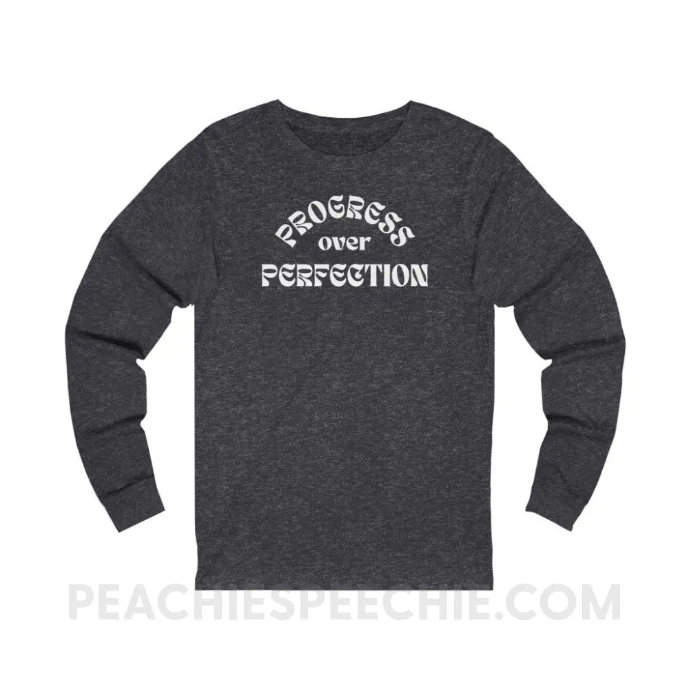 Progress Over Perfection Premium Long Sleeve - Dark Grey Heather / XS - Long-sleeve peachiespeechie.com