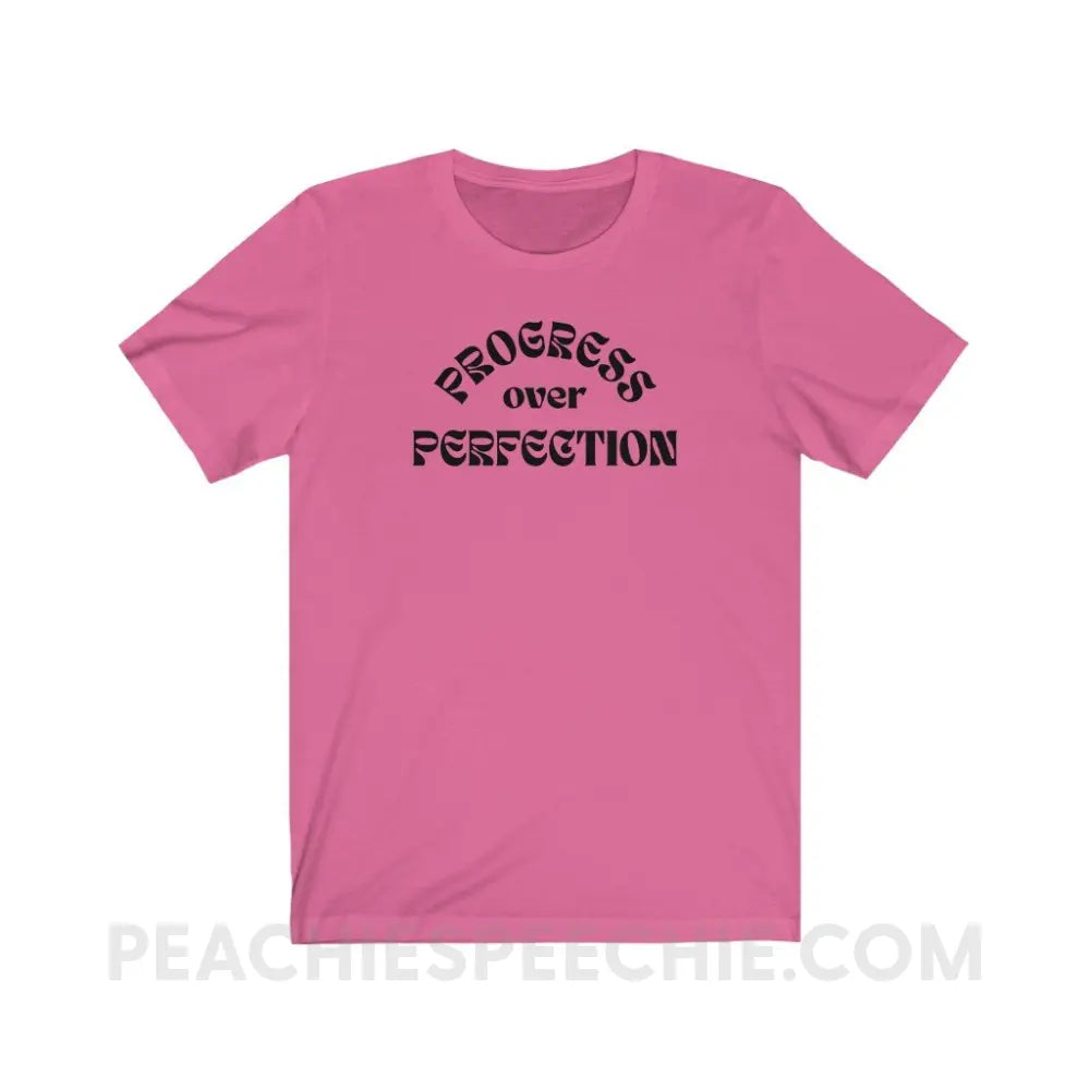 Progress Over Perfection Premium Soft Tee - Charity Pink / S - T-Shirt peachiespeechie.com
