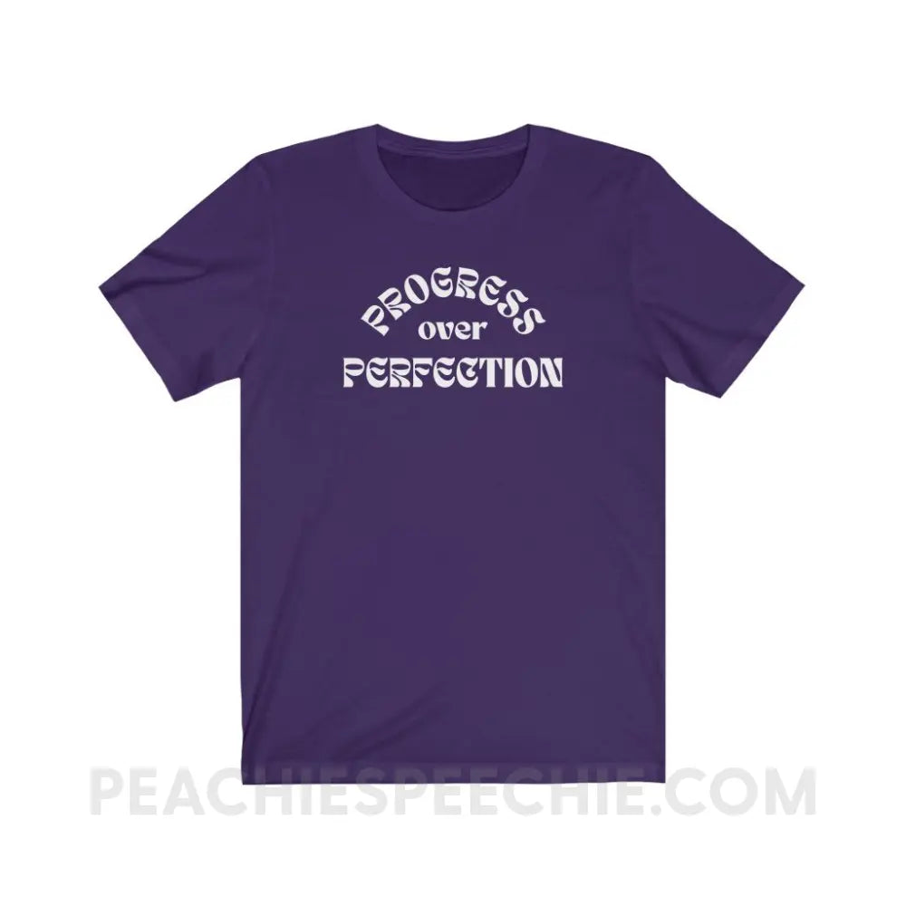 Progress Over Perfection Premium Soft Tee - Team Purple / S - T-Shirt peachiespeechie.com
