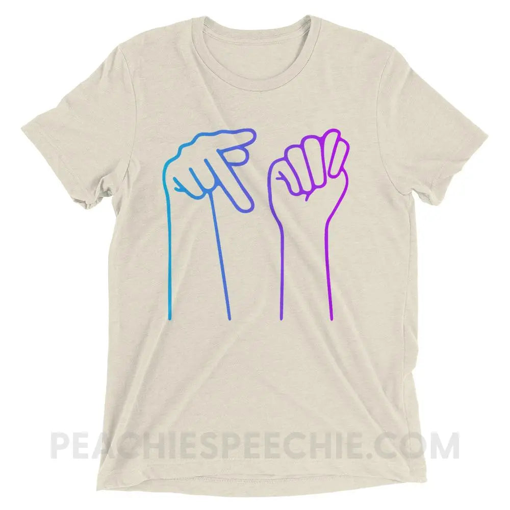 PT Hands Tri-Blend Tee - Oatmeal Triblend / XS - T-Shirts & Tops peachiespeechie.com