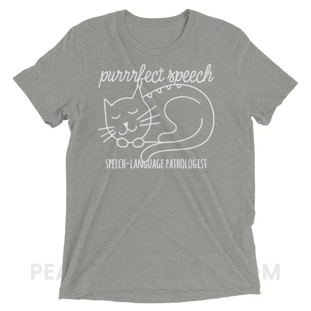 Purrrfect Speech Tri-Blend Tee - Athletic Grey Triblend / XS - T-Shirts & Tops peachiespeechie.com