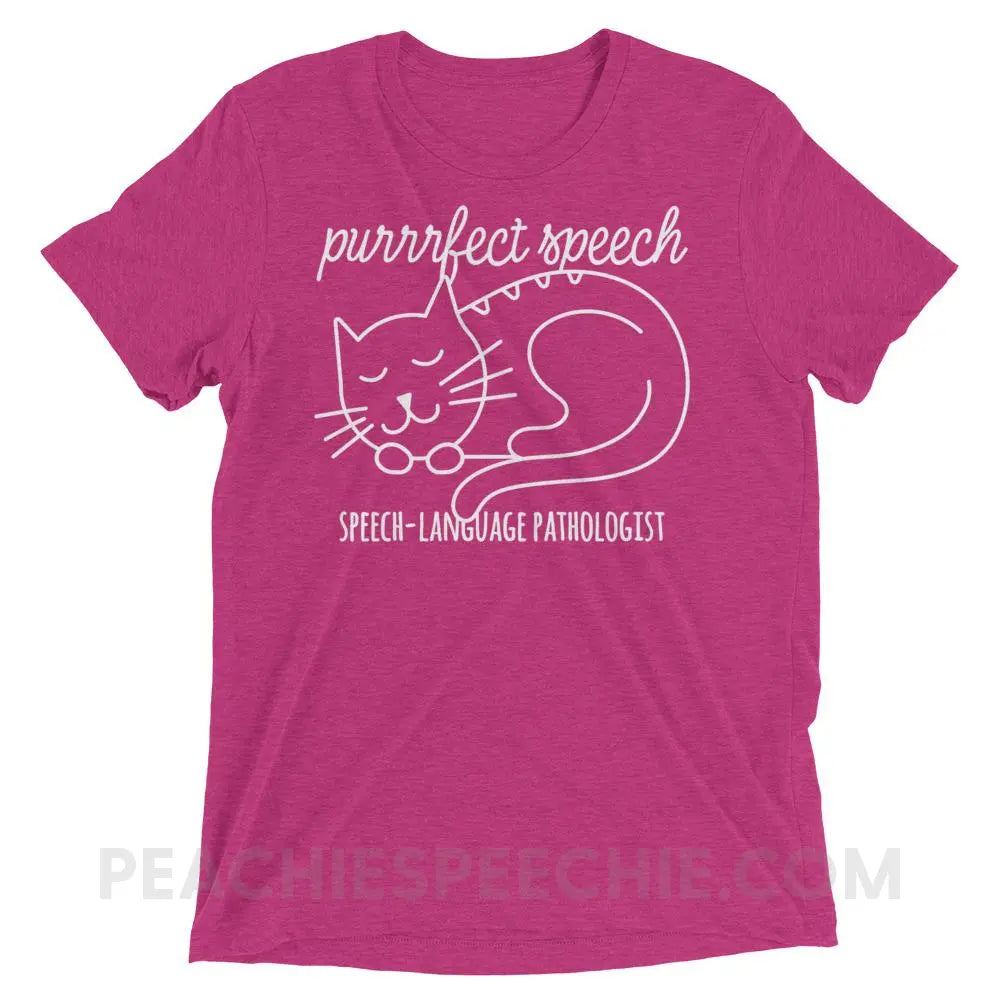 Purrrfect Speech Tri-Blend Tee - Berry Triblend / XS - T-Shirts & Tops peachiespeechie.com