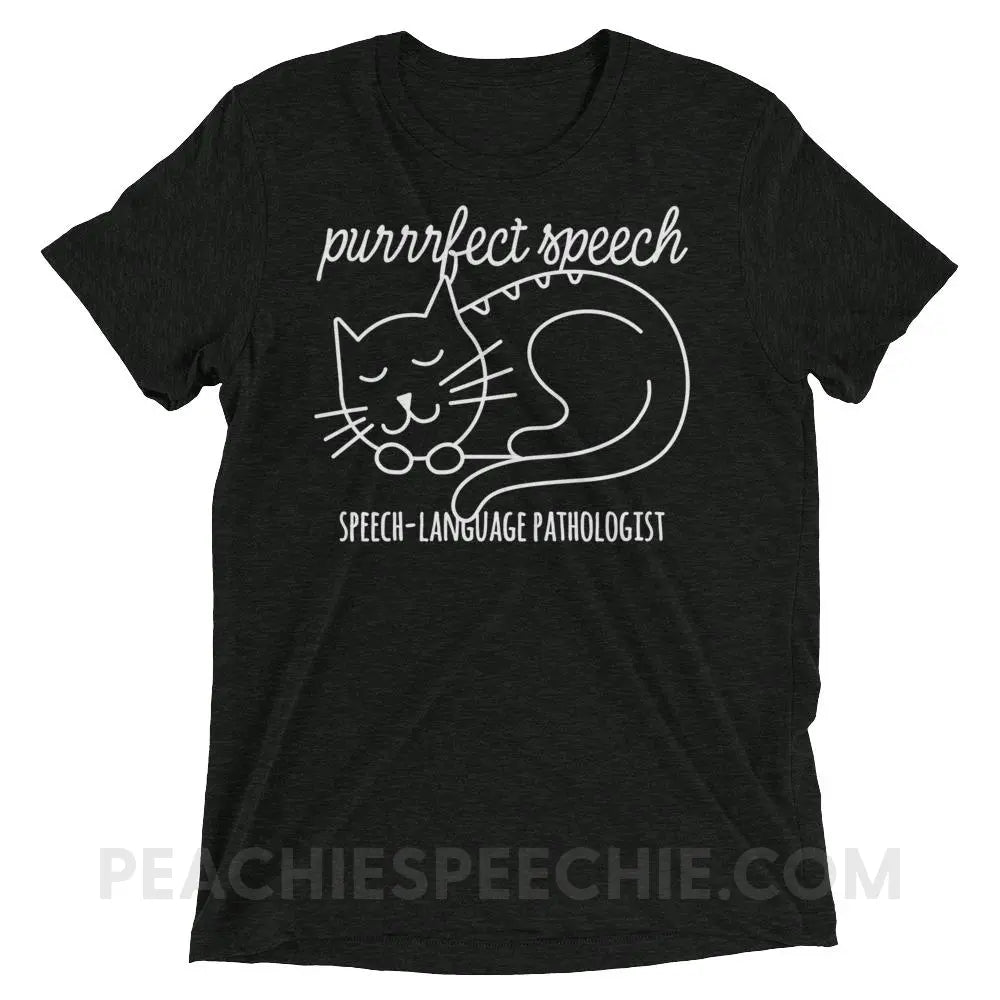 Purrrfect Speech Tri-Blend Tee - Charcoal-Black Triblend / XS - T-Shirts & Tops peachiespeechie.com