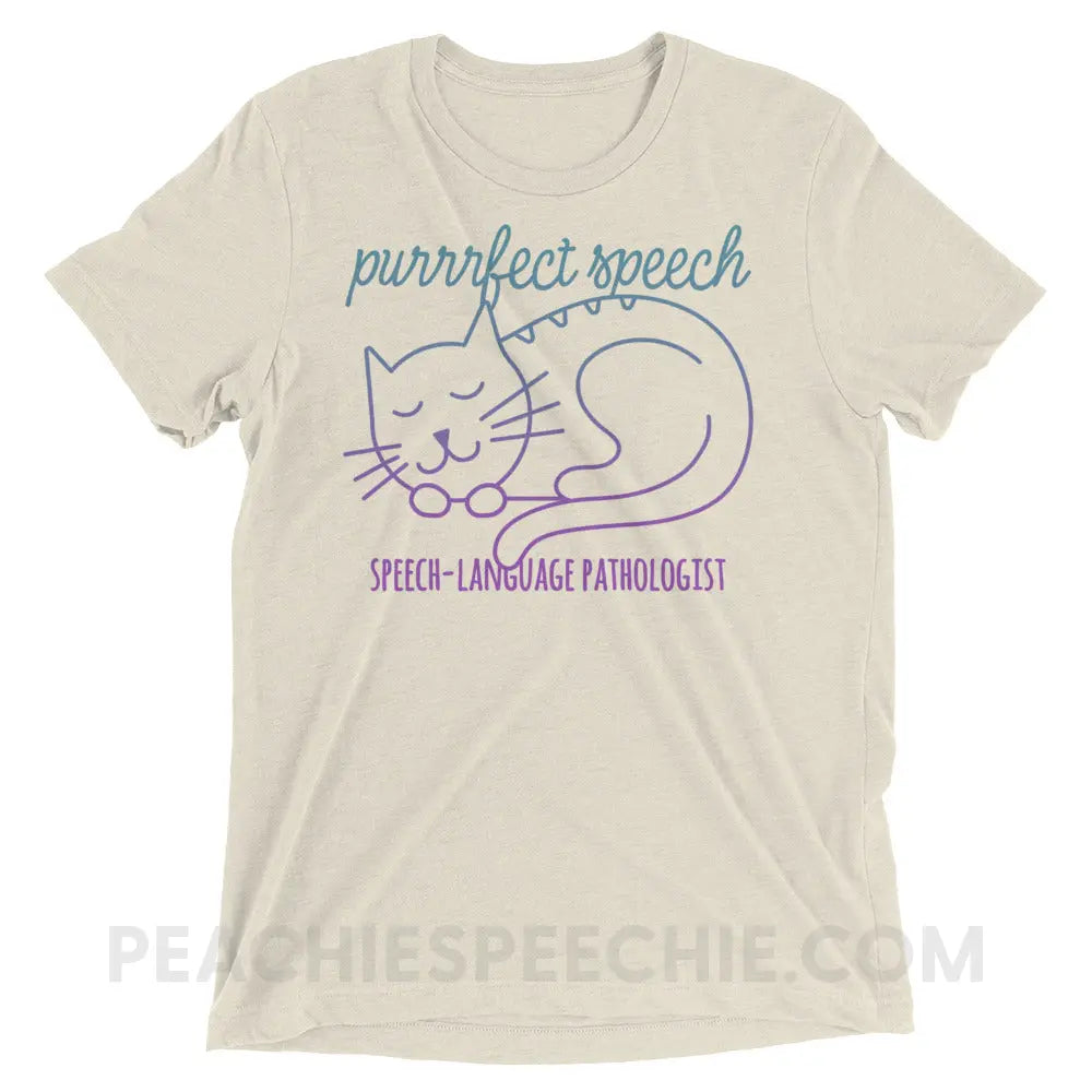 Purrrfect Speech Tri-Blend Tee - Oatmeal Triblend / XS - T-Shirts & Tops peachiespeechie.com
