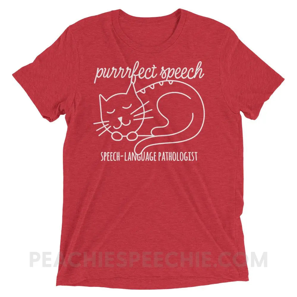 Purrrfect Speech Tri-Blend Tee - Red Triblend / XS - T-Shirts & Tops peachiespeechie.com