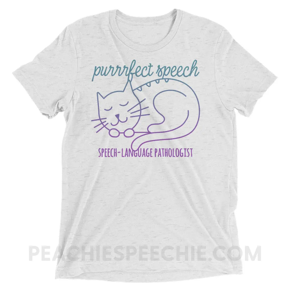 Purrrfect Speech Tri-Blend Tee - White Fleck Triblend / XS - T-Shirts & Tops peachiespeechie.com