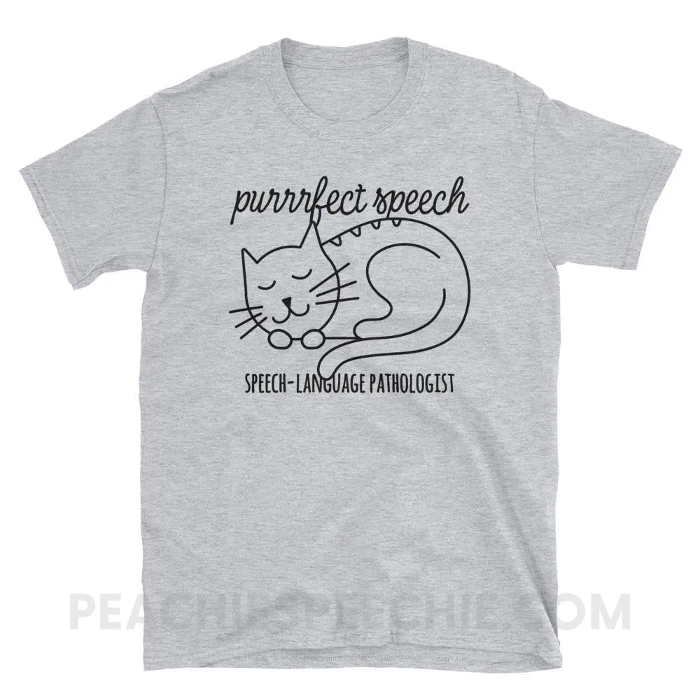 Purrrfect Speech Classic Tee - Sport Grey / S - T-Shirts & Tops peachiespeechie.com