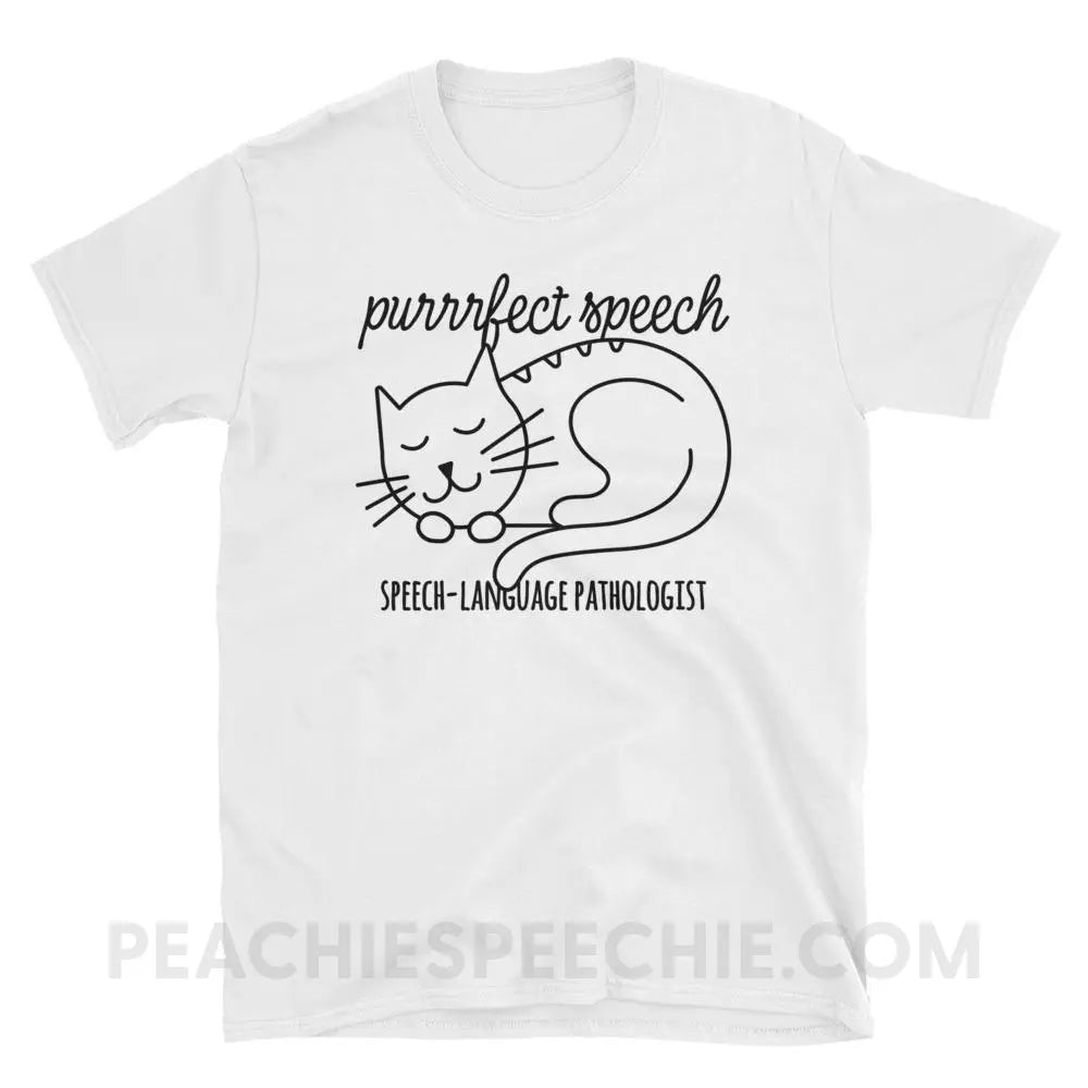 Purrrfect Speech Classic Tee - White / S - T-Shirts & Tops peachiespeechie.com