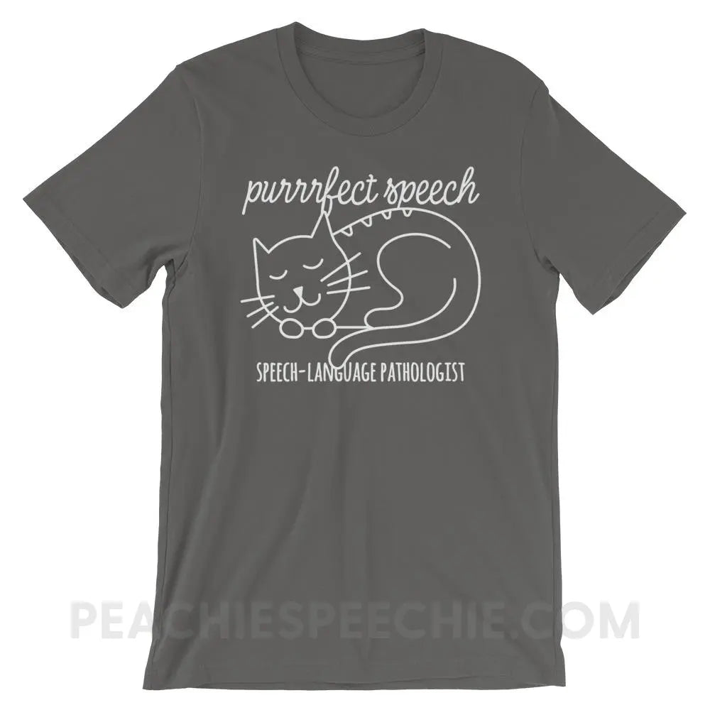 Purrrfect Speech Premium Soft Tee - Asphalt / S - T-Shirts & Tops peachiespeechie.com