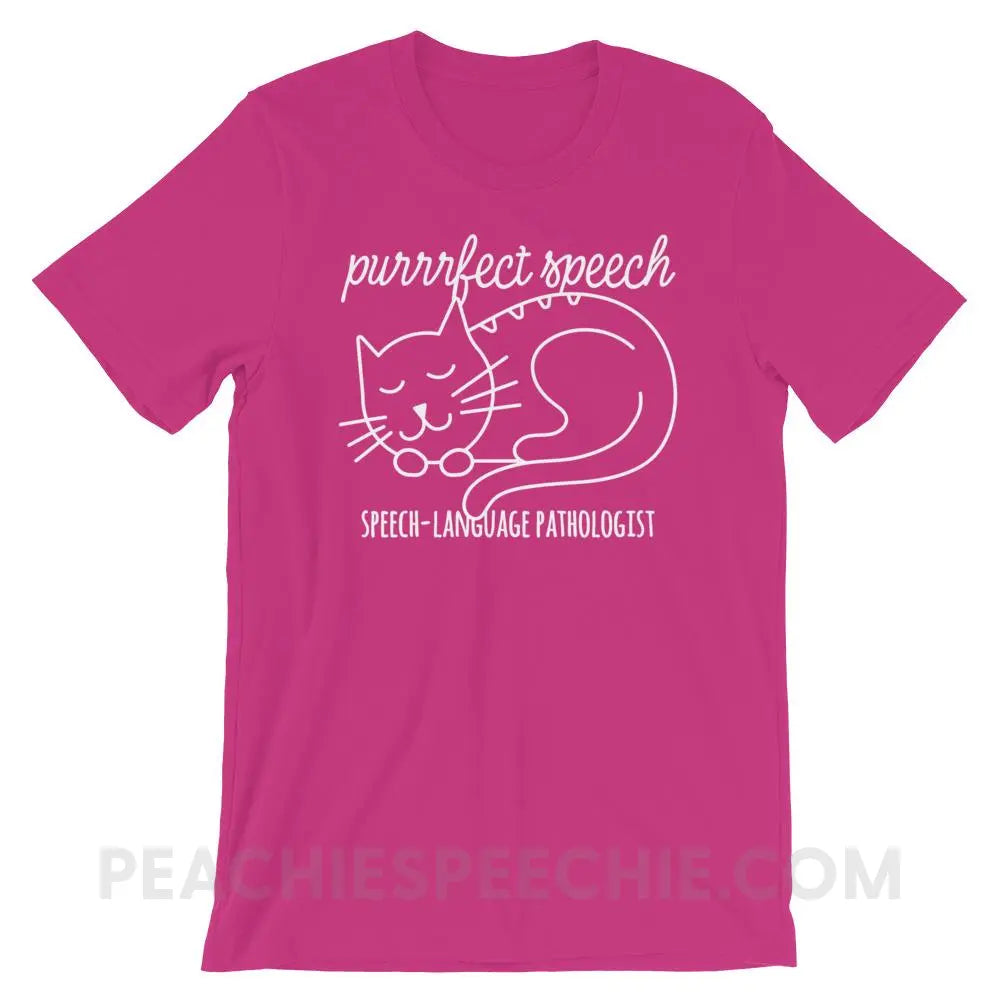 Purrrfect Speech Premium Soft Tee - Berry / S - T-Shirts & Tops peachiespeechie.com