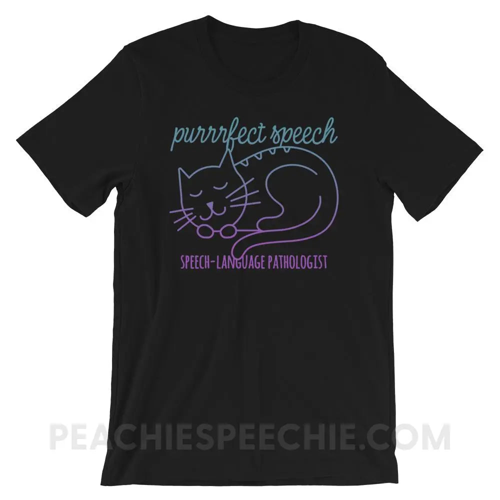 Purrrfect Speech Premium Soft Tee - Black / XS - T-Shirts & Tops peachiespeechie.com