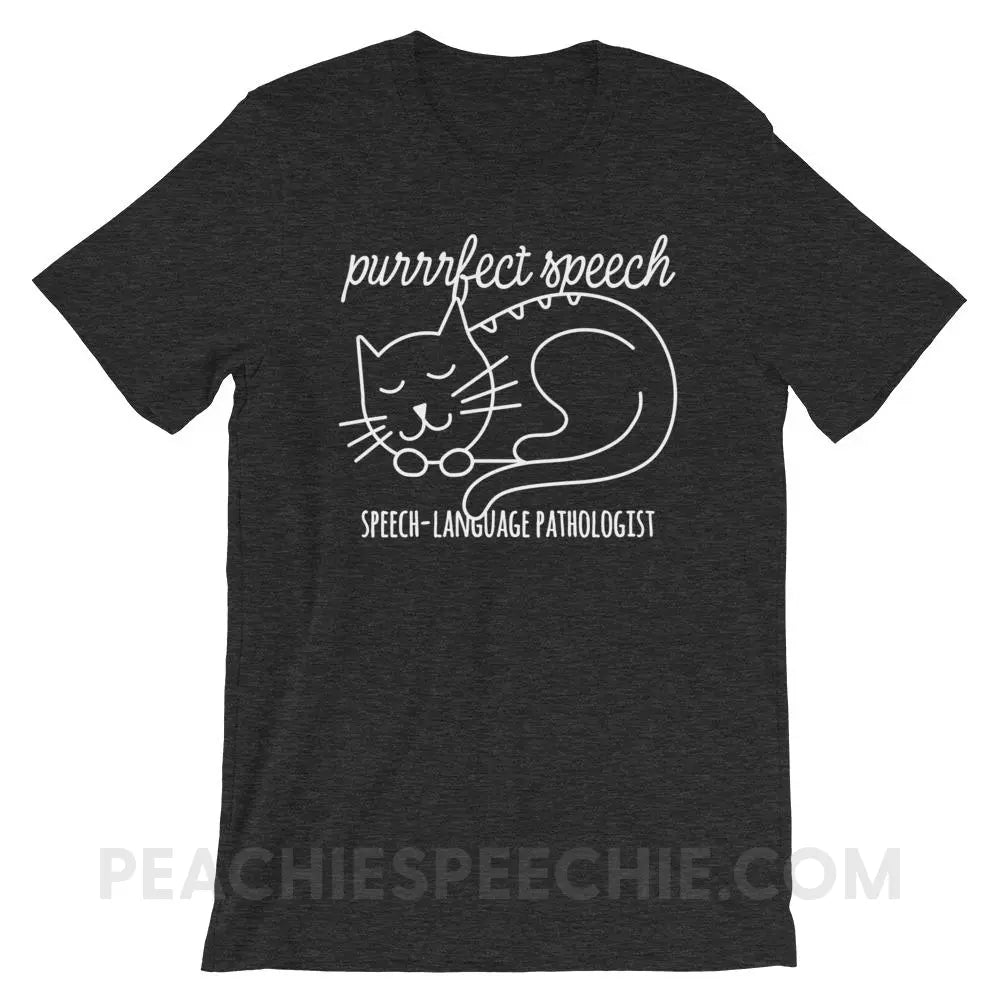 Purrrfect Speech Premium Soft Tee - Dark Grey Heather / XS - T-Shirts & Tops peachiespeechie.com