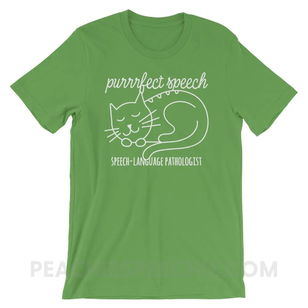 Purrrfect Speech Premium Soft Tee - Leaf / S - T-Shirts & Tops peachiespeechie.com