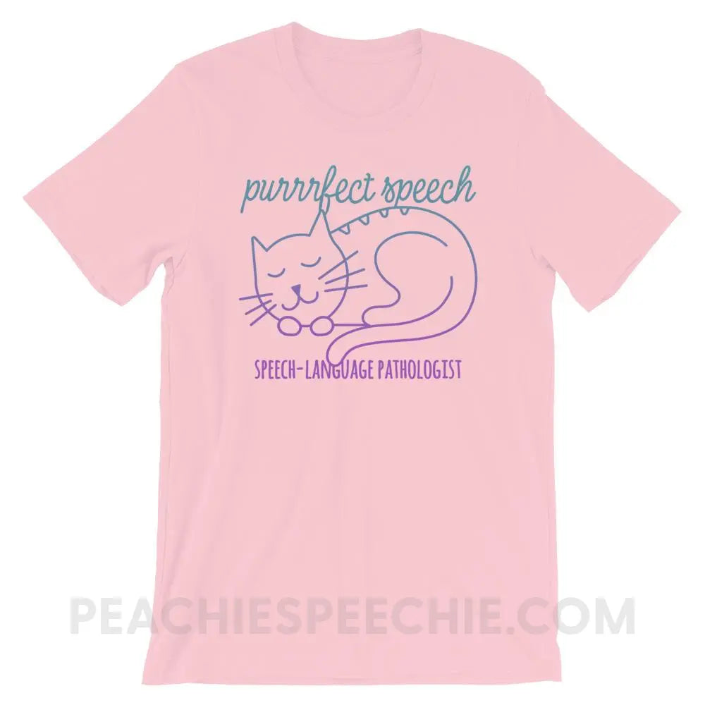 Purrrfect Speech Premium Soft Tee - Pink / S - T-Shirts & Tops peachiespeechie.com