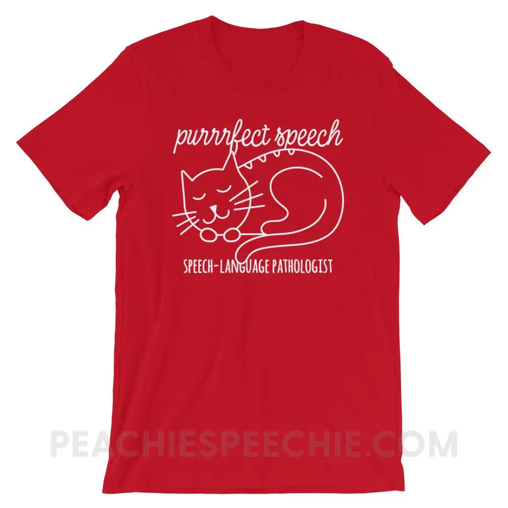 Purrrfect Speech Premium Soft Tee - Red / S - T-Shirts & Tops peachiespeechie.com