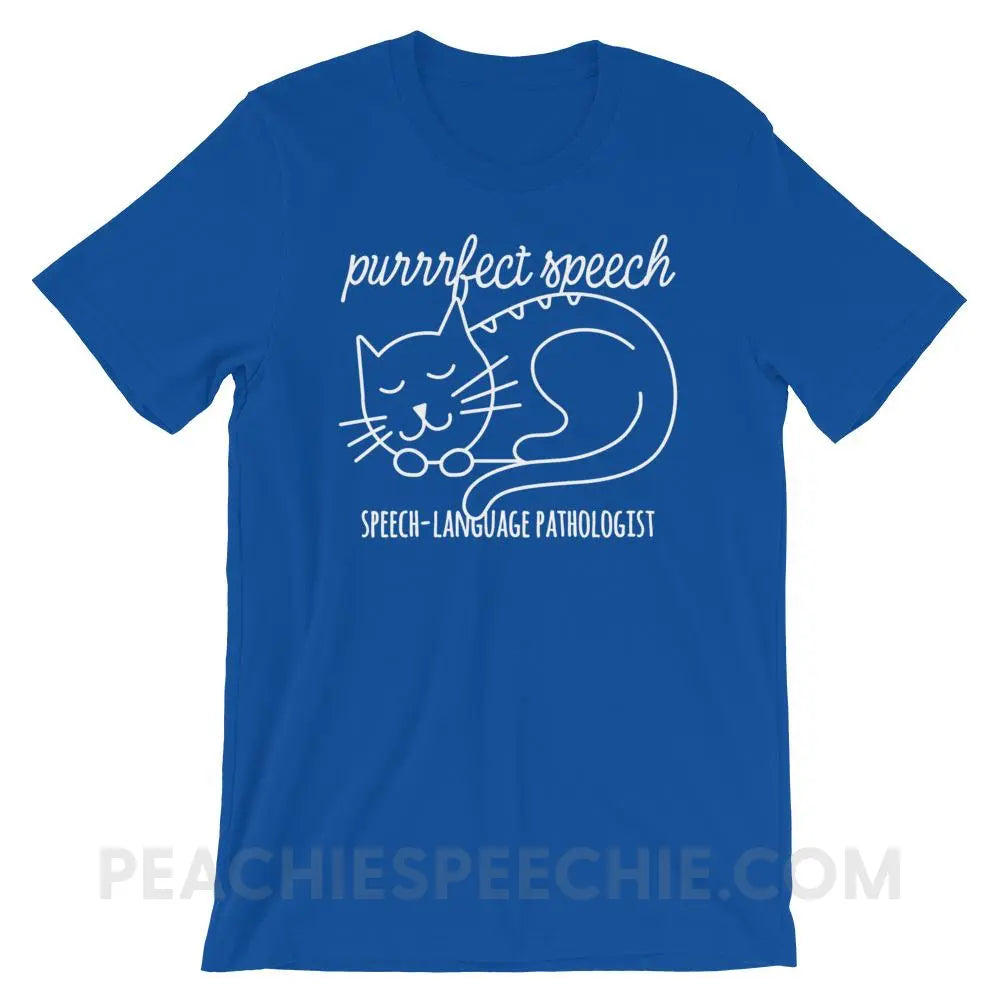 Purrrfect Speech Premium Soft Tee - True Royal / S - T-Shirts & Tops peachiespeechie.com