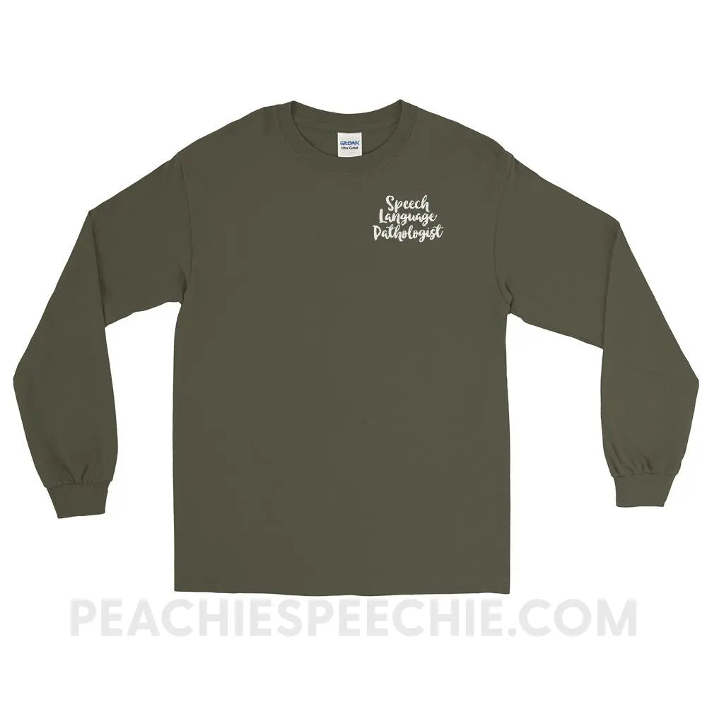 Putting The Antics Back In Semantics Long Sleeve Tee - Military Green / S - T-Shirts & Tops peachiespeechie.com