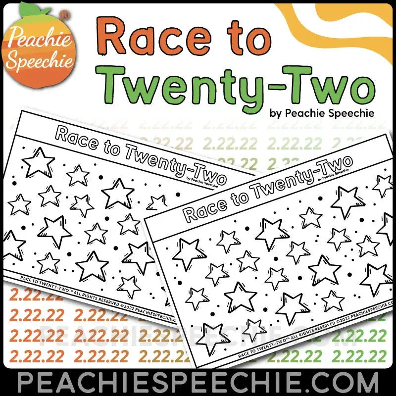 Race to Twenty-Two! Open Ended Game - Materials peachiespeechie.com