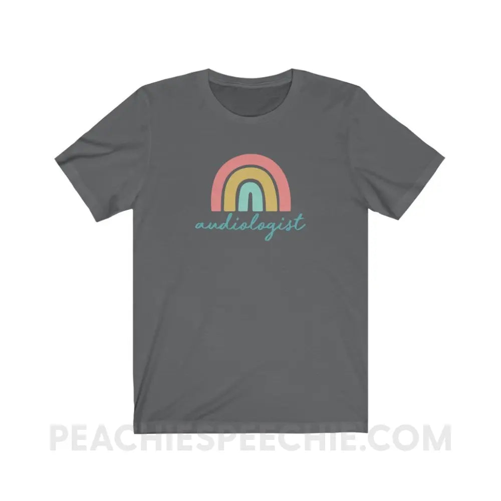 Rainbow Audiologist Premium Soft Tee - Asphalt / S - T-Shirt peachiespeechie.com