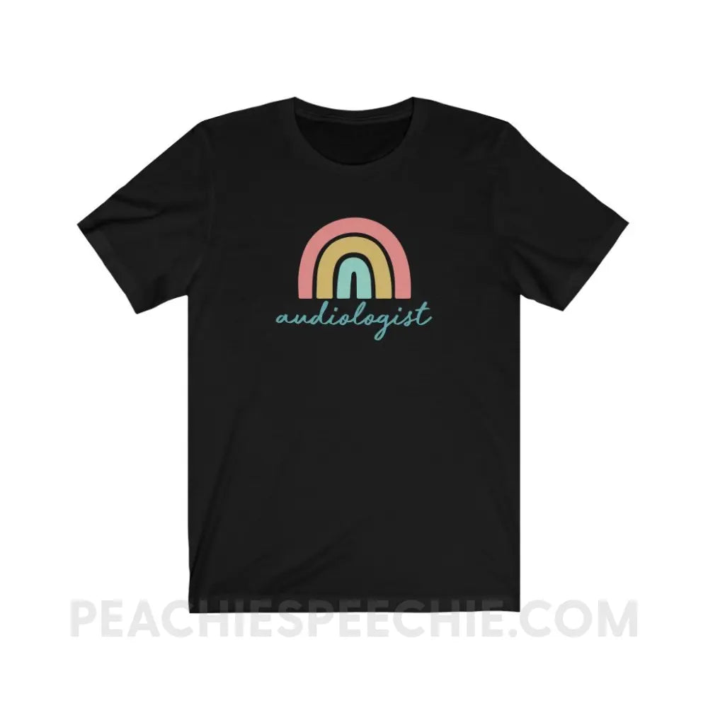 Rainbow Audiologist Premium Soft Tee - Black / S - T-Shirt peachiespeechie.com