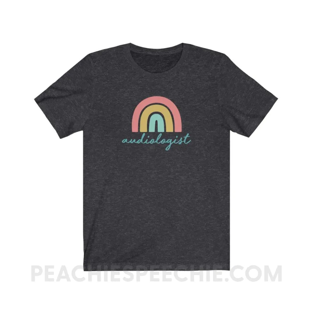 Rainbow Audiologist Premium Soft Tee - Dark Grey Heather / S - T-Shirt peachiespeechie.com