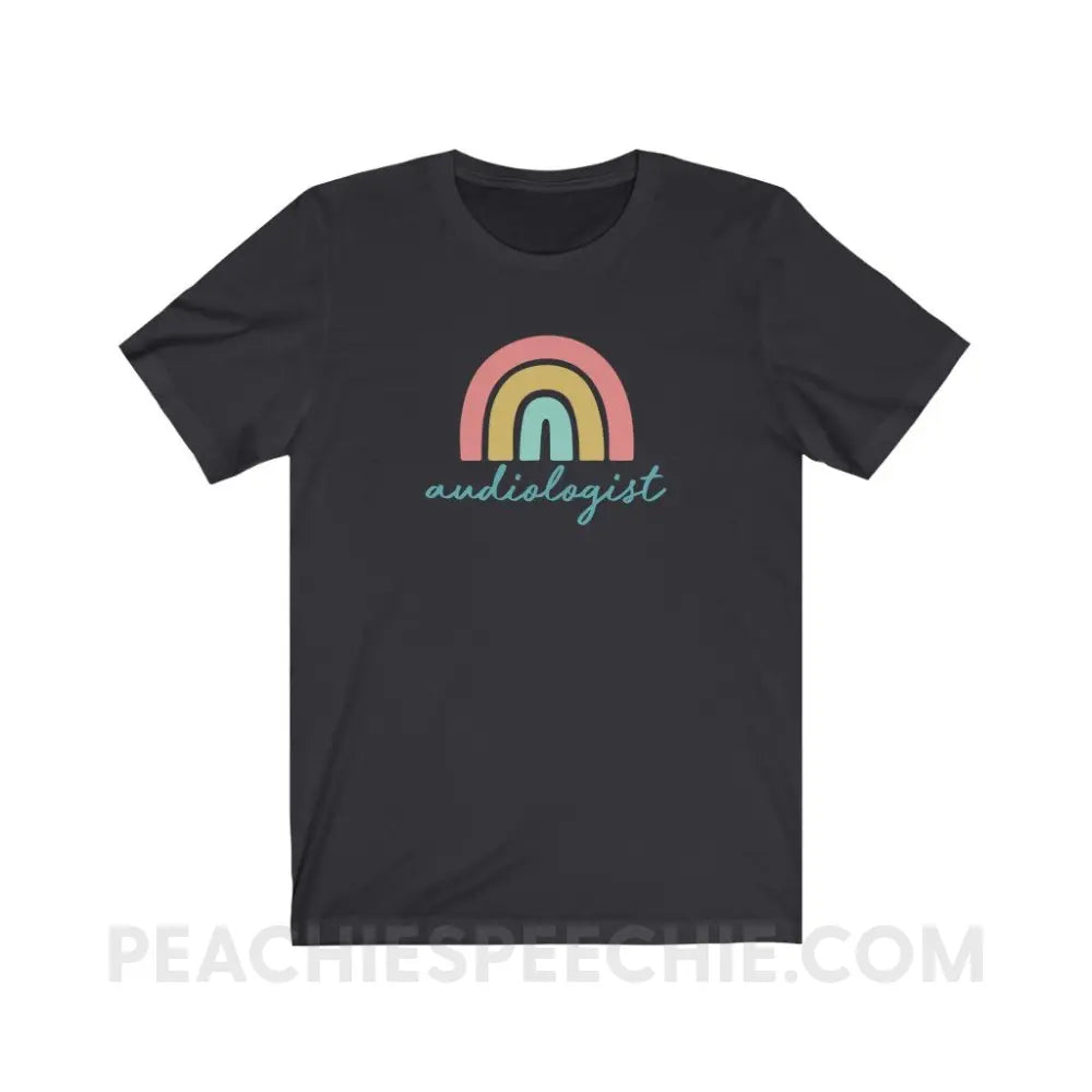 Rainbow Audiologist Premium Soft Tee - Dark Grey / S - T-Shirt peachiespeechie.com