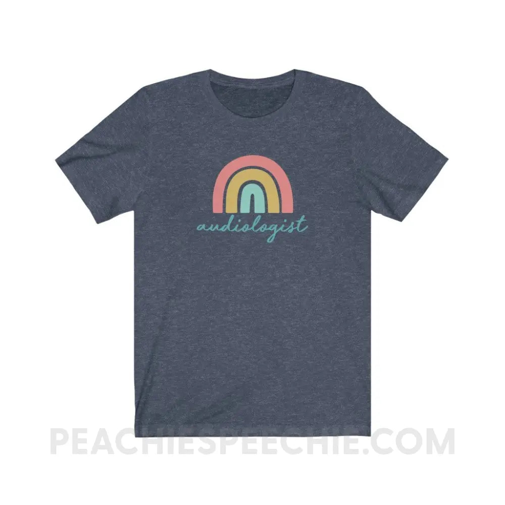Rainbow Audiologist Premium Soft Tee - Heather Navy / S - T-Shirt peachiespeechie.com