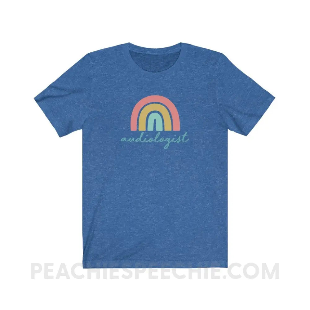 Rainbow Audiologist Premium Soft Tee - Heather True Royal / S - T-Shirt peachiespeechie.com