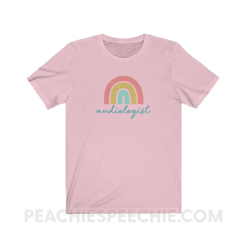 Rainbow Audiologist Premium Soft Tee - Pink / M - T-Shirt peachiespeechie.com