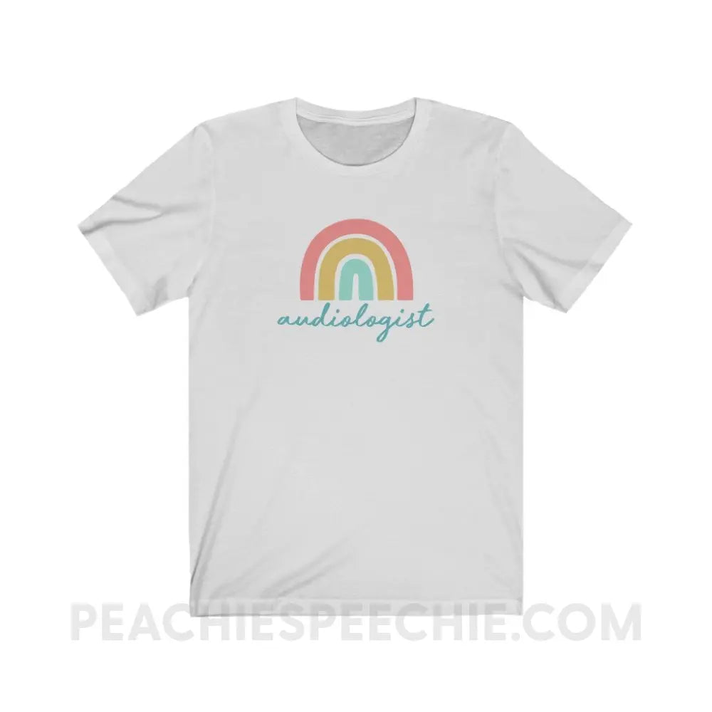 Rainbow Audiologist Premium Soft Tee - Ash / S - T-Shirt peachiespeechie.com