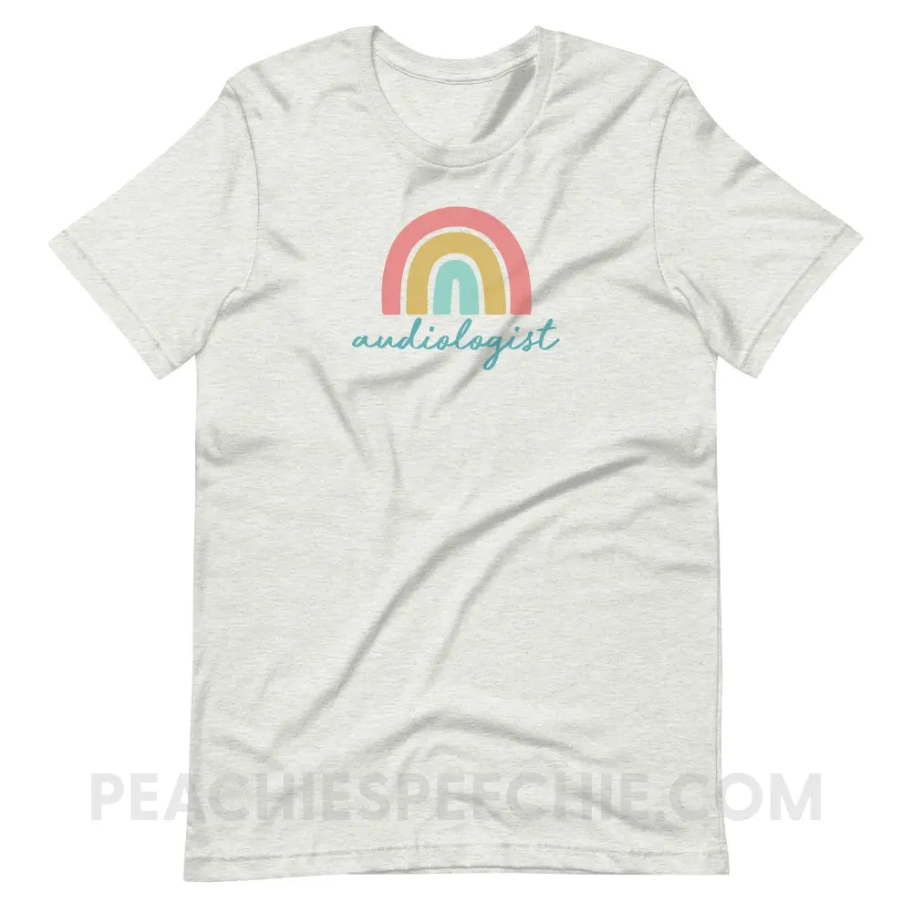 Rainbow Audiologist Premium Soft Tee - Ash / S - T-Shirt peachiespeechie.com