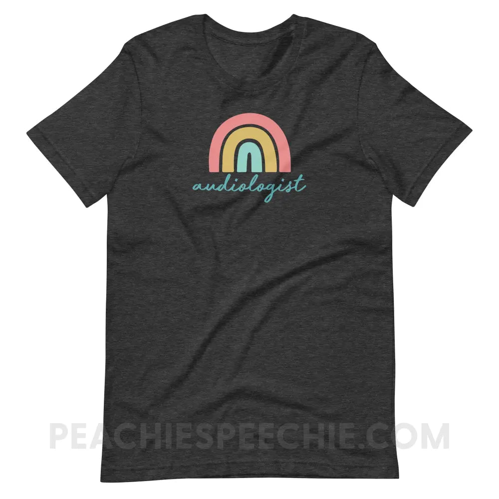 Rainbow Audiologist Premium Soft Tee - Dark Grey Heather / S - T-Shirt peachiespeechie.com