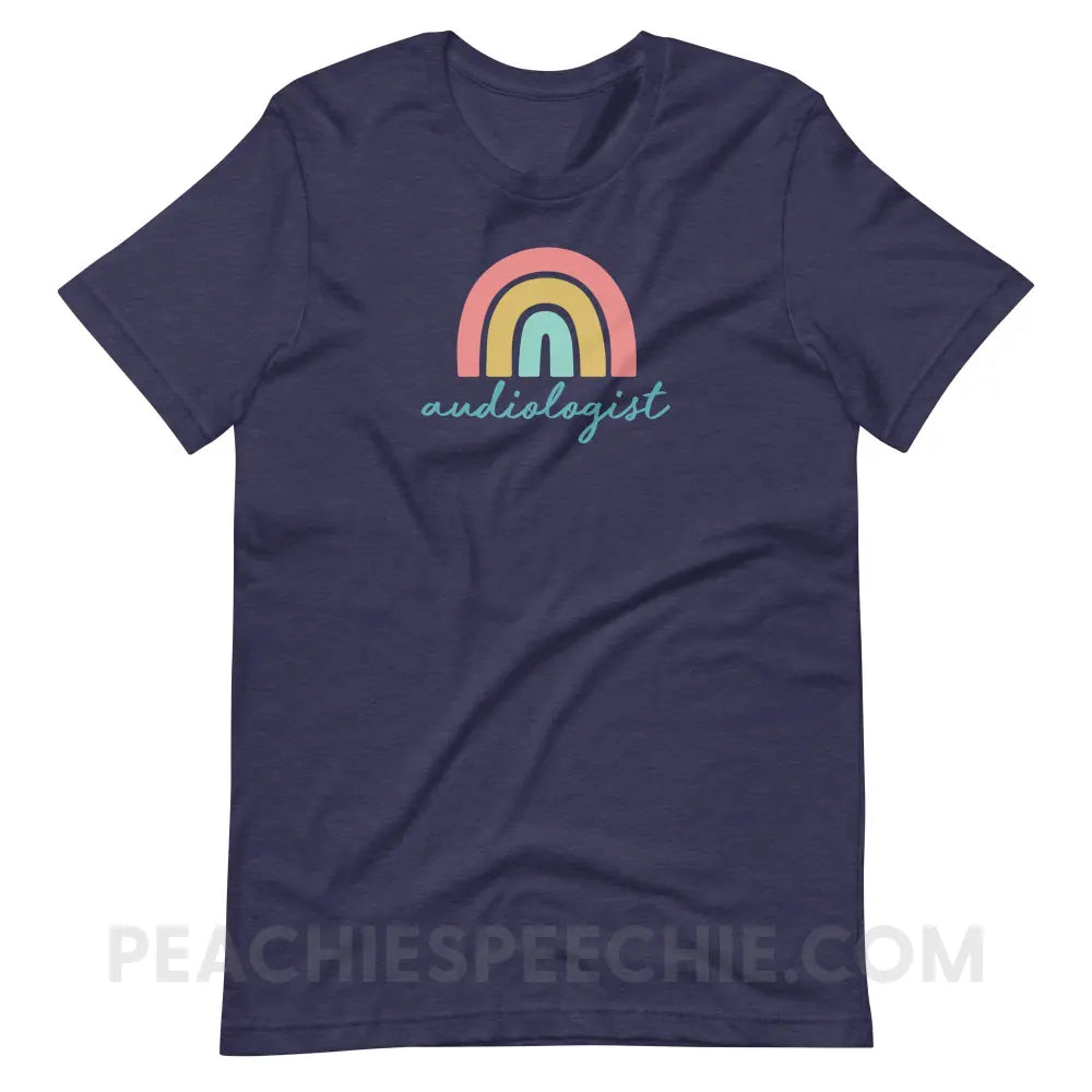 Rainbow Audiologist Premium Soft Tee - Heather Midnight Navy / S - T-Shirt peachiespeechie.com