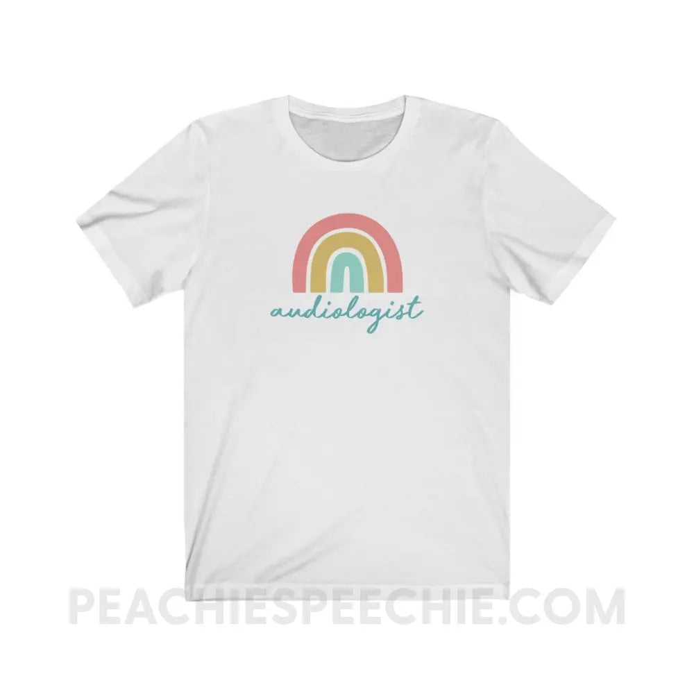 Rainbow Audiologist Premium Soft Tee - White / S - T-Shirt peachiespeechie.com