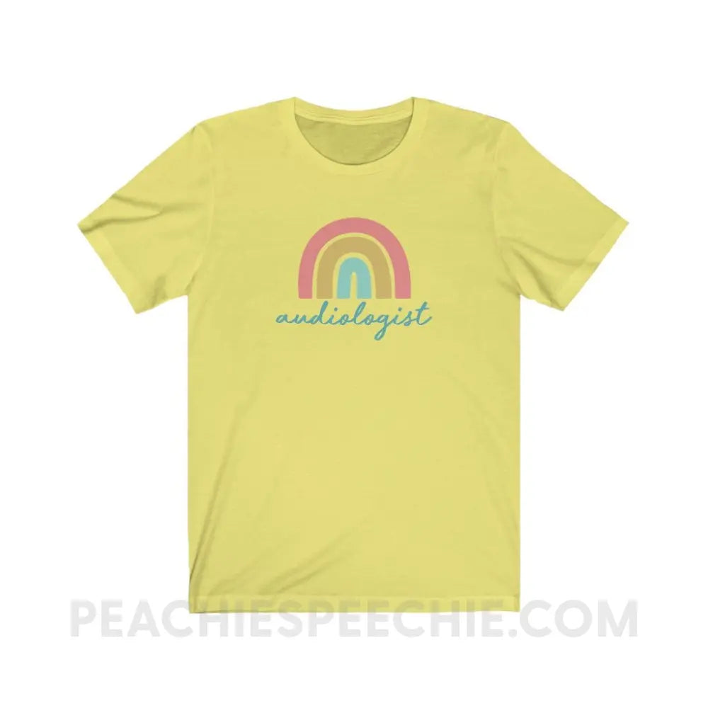 Rainbow Audiologist Premium Soft Tee - Yellow / S - T-Shirt peachiespeechie.com